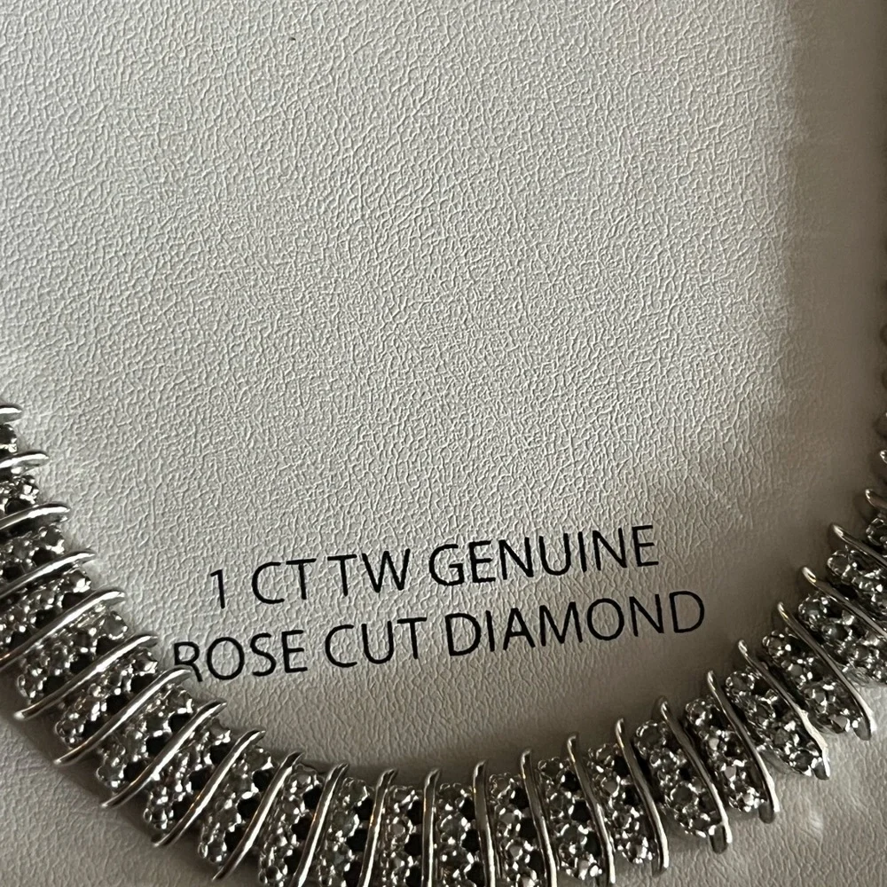 New Victoria Townsend 1 CT TW Genuine Rose Cut Diamond Silver Necklace $400